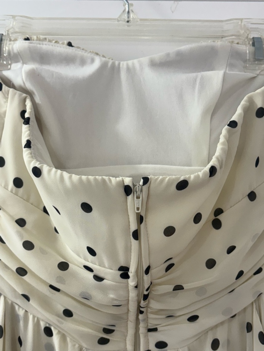 B Darlin Polka Dot Strapless Hi Low Dress Padded Size 9/10 Cream - Picture 5 of 12